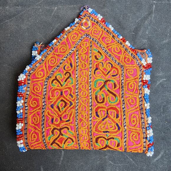 Kuchi Embroidered Pouch Wallet Central Asian Handmade Red-White-Blue Bead2 - Picture 8 of 8